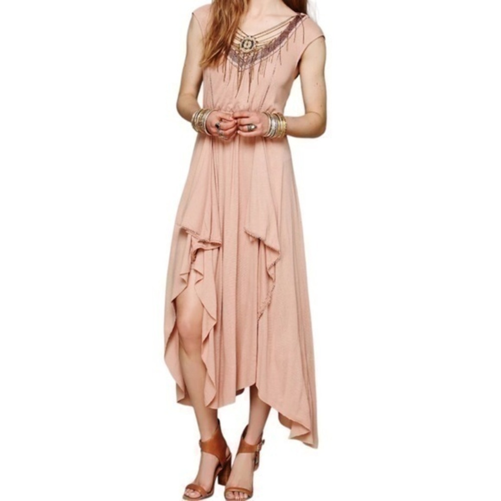 Free People Peach Midi Dress